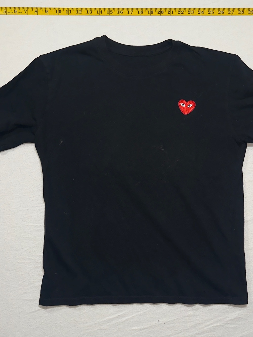 Comme des garçon Black Tee with Red Heart Patch